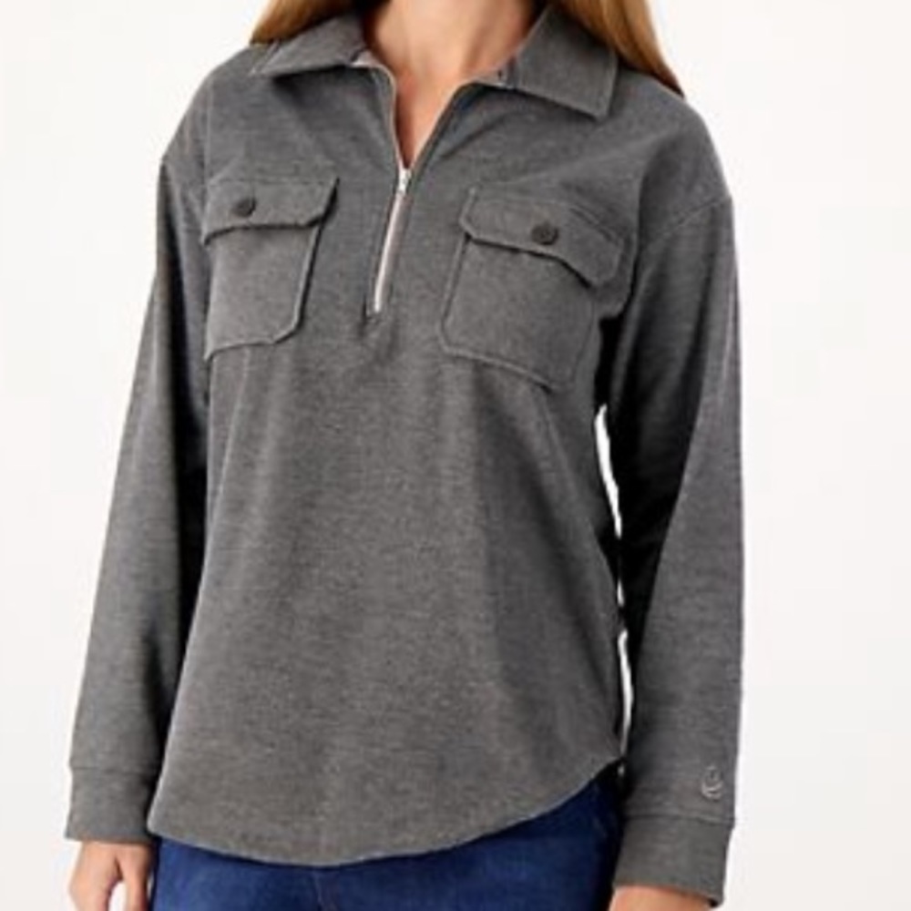 Cuddl Duds Flannel Fleece Half-Zip Pullover Shacket